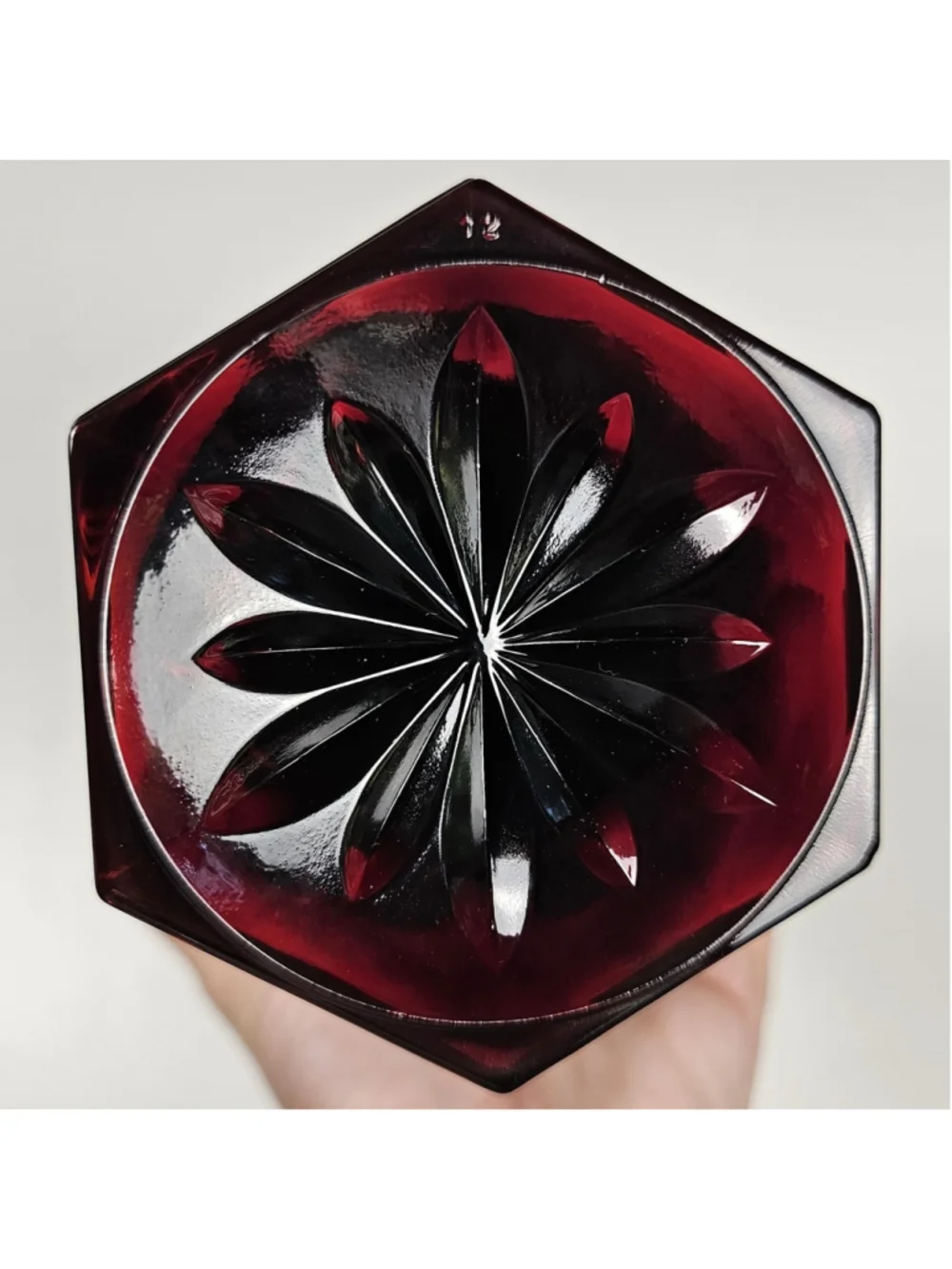 Vintage Luminarc France Ruby Red Glass Egg Candy Dish Lidded Pedestal Starburst